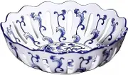 Fruit and Produce Storage Basket Fruit Dish Chinese Style Round Ceramic Fruit Bowl Home Living Room Restaurant Desktop Decor Hollow Large Porcelain Fruit Plate Suitable for Kitchen Counters (Size : M