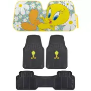 Tweety Bird Heavy Duty Car Floor Mats & Windshield Sun Visor Car Truck Van SUV (for: Mitsubishi)