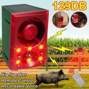 Solar Sound & Light Alarm Motion Sensor 129dB Gunshot Dog Barking Security Siren