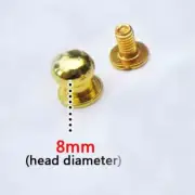 50pcs 8mm Solid Brass Round Head Stud Screwback Leather Bag Screw Nail Rivet