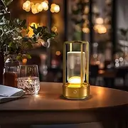 Shenzhi Tech LED Table Lamp, USB Rechargeable Desk Lamp, Touch Controlled Dimmable Indoor Night Light for Home Decor Bedside Room Hotel Office Cafe (Golden)