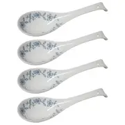4x Ceramic 22cm Spoon Vine Asian Ramen Soup Tableware Serve/Dining Utensil White
