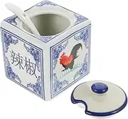 BESTOYARD Ceramic Condiment Pot with Lid Creative Kitchen Seasoning Holder and Easy to Clean Corrosion Resistant for Storing Spices Sugar and Pepper