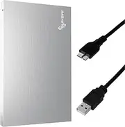 SUHSAI Portable External Hard Drive 250GB Pocket Size Backup HDD 2.5 Inch External Data Storage Hard Disk USB 3.0 Hardrive Compatible for Gaming PC, Mac, Laptop, PS3, PS4 - (Silver)
