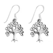 USA Seller Tree of Life Hook Earrings Sterling Silver 925 16 mm