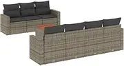 vidaxl 8-Piece Garden Sofa Set-Grey Poly Rattan Patio sectional Furniture with Storage-Cushioned Modern Outdoor Seating for Deck & Terrace