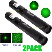 2 Pack USB Rechargeable Green Laser Pointer Pen Light Visible Beam 532nm