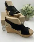 Clarks Women's Annadel Parker Black Suede Cork Wedge Platform Sandal Sz 7.5M New