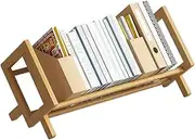 Bamboo Desktop Bookshelf,Desktop Book Shelf Organizer Bookshelves Storage Rack Simple Tabletop Tilted Bookcase for Books/Magazine/CDs Display, 33x21x14.5 cm