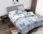 Butterfly Quilt/Doona/Duvet Cover (Super King Size Bed) M423 Grey