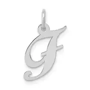 14k White Gold 14k White Gold Small Fancy Script Letter F Initial Charm