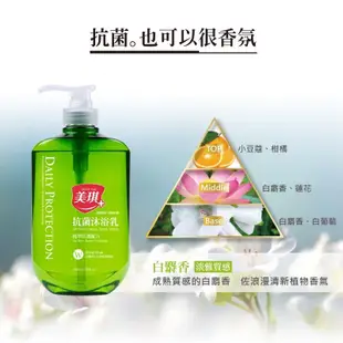 美琪 植萃 抗菌沐浴乳(680ml)超商（限6罐）小葉薔薇/白麝香/薰衣草/茶樹/蠟菊/風鈴草/海洋/杏