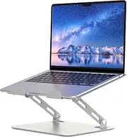 SOUNDANCE Adjustable Laptop Stand, Portable Laptop Riser for Desk, Ergonomic Design Computer Holder, Metal Laptop Mount Elevator Compatible with 10 to 15.6 Inches PC Computer, Silver