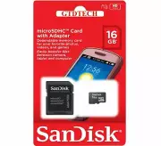 SanDisk 16GB MicroSD Micro SDHC Class 4 Memory Card with SD Adapter