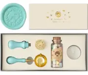 Mizutama sealing stamp pastel color wax green handle set with a box