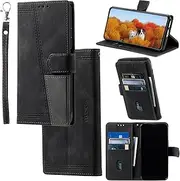 Compatible with Nokia 2.4 Case,PU Leather Stand Compatible with Nokia 2.4 Flip Magnetic Closure Protection Phone Wallet Cover Black