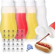 Nacxbwer Condiment Squeeze Bottles for Ketchup Hot Sauce Liquids Oil with Caps for Condensed Milk and Mustard Salad Dressing Dispenser Clear Plastic Bottles Dressing Container HD PE BPA-free