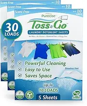 LAUNDRY DETERGENT SHEETS TRAVEL PACK Mess-Free Eco-Kind Laundry Sheets - Allergy-Free & Biodegradable - Up to 30 Loads (15 Sheets) (Unscented)