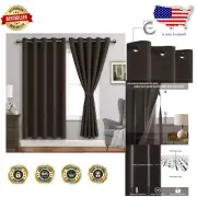 Room Darkening Brown Blackout Curtains for Living Room & Bedroom, Set of 2