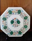 12" white marble table top center coffee inlay lapis antique home decor c10