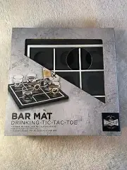 Bar Mat with 9 Shot Glasses set for Tic Tac Toe Drinking Party Game!