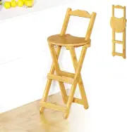 Folding Bar Stool with Backrest Portable Tall Folding Stool Chair, Kitchen Islan