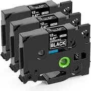 Doruimi Compatible with Brother P Touch TZe-335 TZe335 12mm 0.47 Inch TZe TZ Tape, Laminated White on Black Label Tape, Work with Brother Ptouch PT-H110 H100R P300BT D210VP H101C H200 GL-H105, 3-Pack