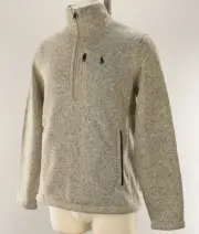 POLO RALPH LAUREN Dune Heather Performance 1/2 Zip Fleece Pullover SMALL NWT