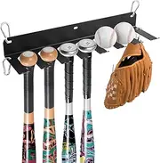 Baseball Bat Holder Wall Mount, Metal Bat Rack for Dugout Fence, Baseball Softball Bat Caddy Bat Hangers Bat Organizer for Storage and Display (Black, Holds Up to 14 Bats)