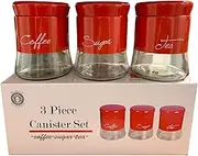 The House of Florence Glass Canisters 3 Piece Set, Red