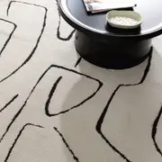 Milium Lines Cream and Black Runner Rug