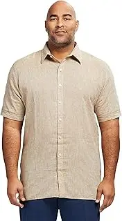 [IZOD] Men's Big and Tall Linen Button Down Short Sleeve Shirt