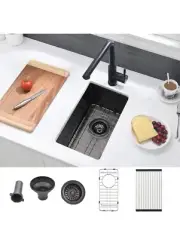 10 Inch Black Bar Sink Undermount-VASOYO 10x18 Undermount Bar Sink Black Stainle