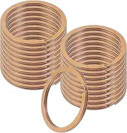 uxcell 20pcs Split Keychain Rings, 35mm Round Flat Keyrings Stainless Steel Open Key Chain Ring Dog Tag Rings for DIY Keychain Craft Lanyard, 2mm Thick, Rose Gold