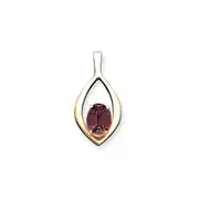 14k Yellow Gold 12x10mm Oval Garnet Checker slide