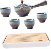 WATIIFUFU 1 Set Ceramic Travel Teapot Set with Travel Bag Portable Kung Fu Tea Set Kit for Outdoor and Business Use Includes Teapot and Cups Easy to Carry for Afternoon Tea