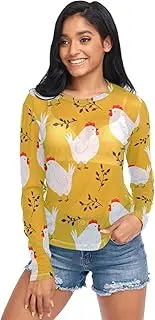[RPLIFE] Cartoon Chickens Yellow Womens Mesh Tops, Sexy Mesh Top S-XXL