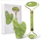 Jade Roller Gua Sha Set for Skin Care Puffiness Relief - Green - With Gift Box