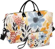 [YXYZRMY] Travel Duffel Bag Abstruct Floral Colors Gym Bag Sports Tote Bag with Multiple Interior Pockets Shoulder Weekender Bag for Women Men with Toiletry Bag 20.5”x 7.9”x 13.8, Multi-Colored, one