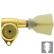 NEW Hipshot Grip-Lock LOCKING TUNERS Keystone PEARL Buttons 3x3 Set - GOLD
