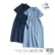 【初色】棉麻風繫帶短袖洋裝-共2色-61380(M-2XL可選) L 藏青色