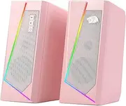 Redragon GS520 RGB Desktop Speakers, 2.0 Channel PC Computer Stereo Speaker with 6 Colorful LED Modes, Enhanced Sound and Easy-Access Volume Control, USB Powered w/ 3.5mm Cable, Pink…