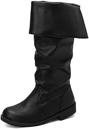 [MODADA] Cos Renaissance Boots Western Knight Boots Medieval Pirate Boots Flat Jazz Boots Male and Female Pull On Mid Calf Gothic Boots Cosplay Cosplayer(UK 11, Black)