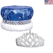 Royal Grandeur Set, Mirabella Tiara/Crushed Satin Crown/Silver Band/Fur Trim