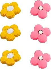 Skyscraper Cartoon Shape Soft Rubber Knobs for Kids Girls Boys Cabinet Handle pulls Drawer Knobs for Kids Room Cabinets Closets Toy Organizer Box Bookcase 6pcs/Set(Flower,Pink+Yellow))