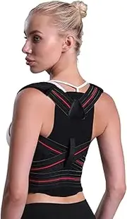 Corrector Magnetic Therapy Back Corrector, Adjustable Humpback Brace Shoulder Support Belt Lumbar,Black-X-Large,Black-X-Large