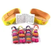 Four Large Worry Dolls In A Traditional Wooden Box