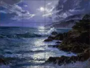 Ceramic Tile Mural Backsplash Mirkovich Ocean Seascape Moonscape Art NMA012