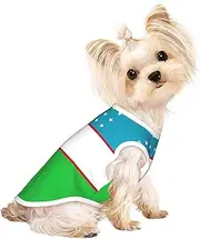 Flag of the Republic of Uzbekistan print Dog Shirts for Small Dogs Stretchy T-Shirts Lightweight Tank Top Sleeveless Striped Vest