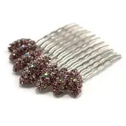 Hand Made Hair Jewelry swarovski crystal Almond-Shaped Cluster Comb, Puple